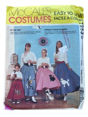 Vintage 90s McCalls 7253 Costumes Pattern Size Girls Skirt & Petticoat CUT